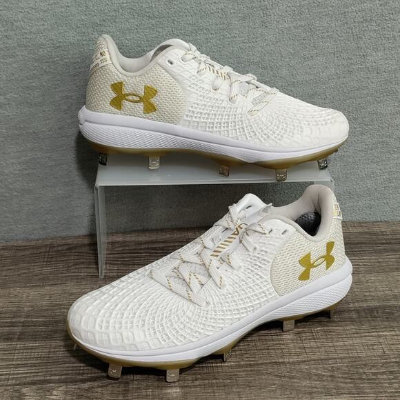 Under Armour UA Glyde 2 MT Softball Cleats Womens Size 6.5 US White Gold 3026601 - Picture 1 of 13